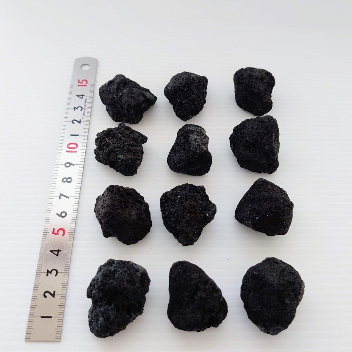 【希少】黒溶岩石 12個【中粒】☆アクアリウム、テラリウム、コケリウムに最適