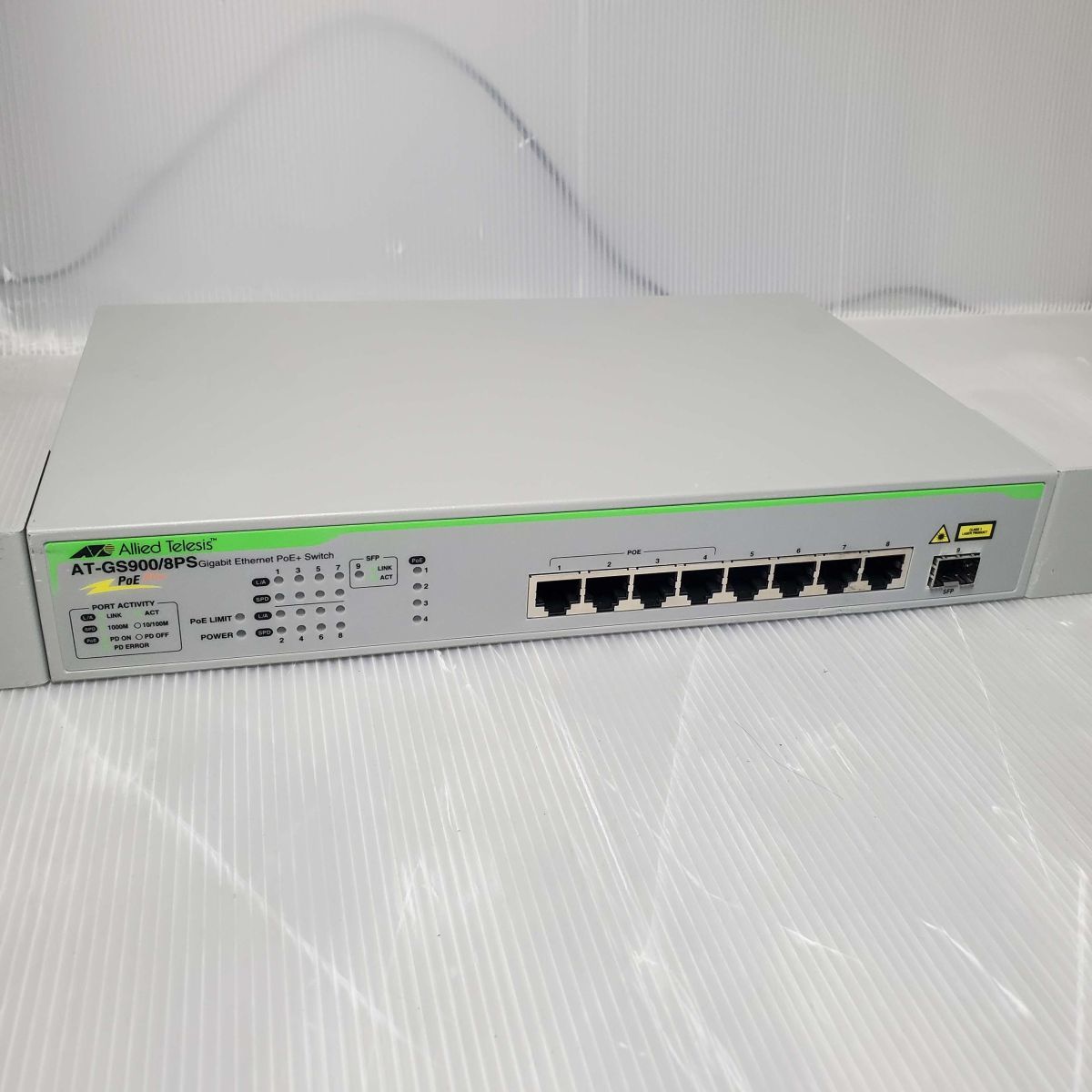 @T0056 AlliedTelesis AT-GS900/8PS Gigabit Ethernet PoE+ Switch RJ45 4 port PoE correspondence Giga bit i-saPoE+ switch 