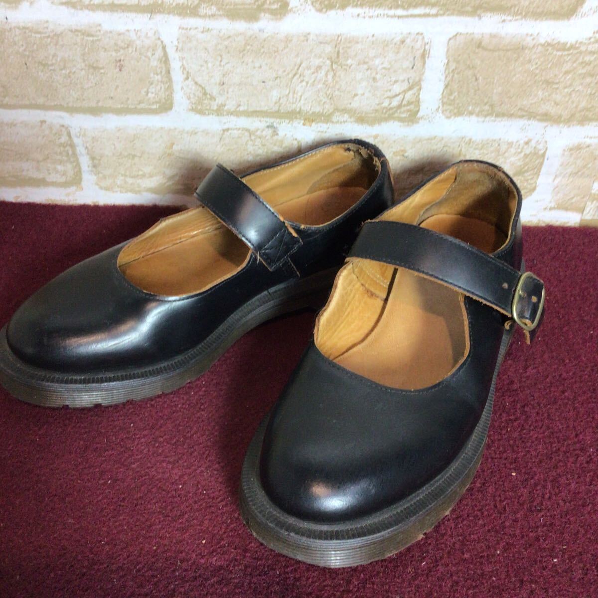 【売り切り!送料無料!】A-357 Dr.Martens!ローファー パンプス!UK4 23.0~23.5cm位!ローファーパンプス!黒!ブラック!ストラップあり!中古!