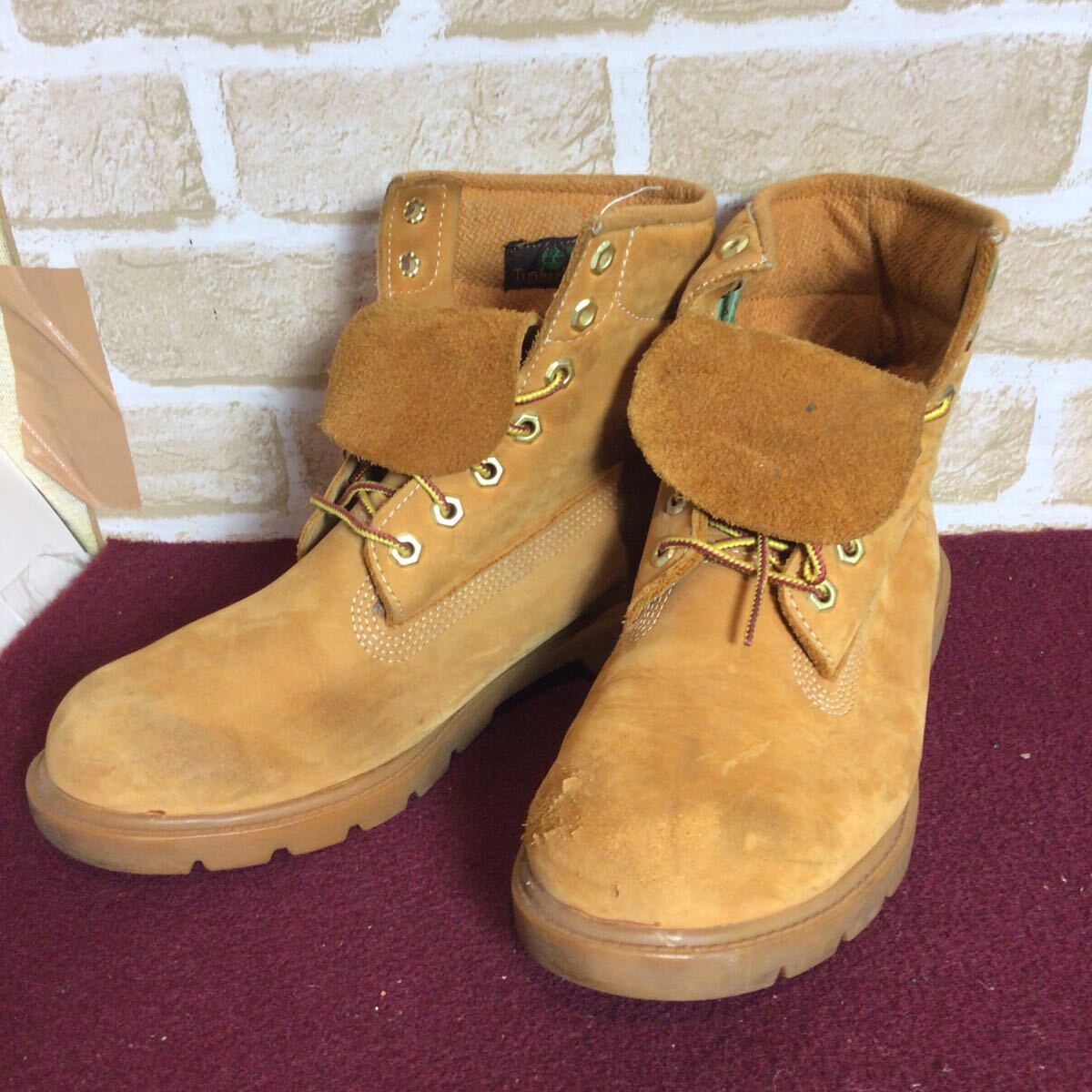 【売り切り!送料無料!】A-358 Timberland!ショートブーツ!8 W 26.0cm位! キャメル!ライトブラウン!中古の画像2