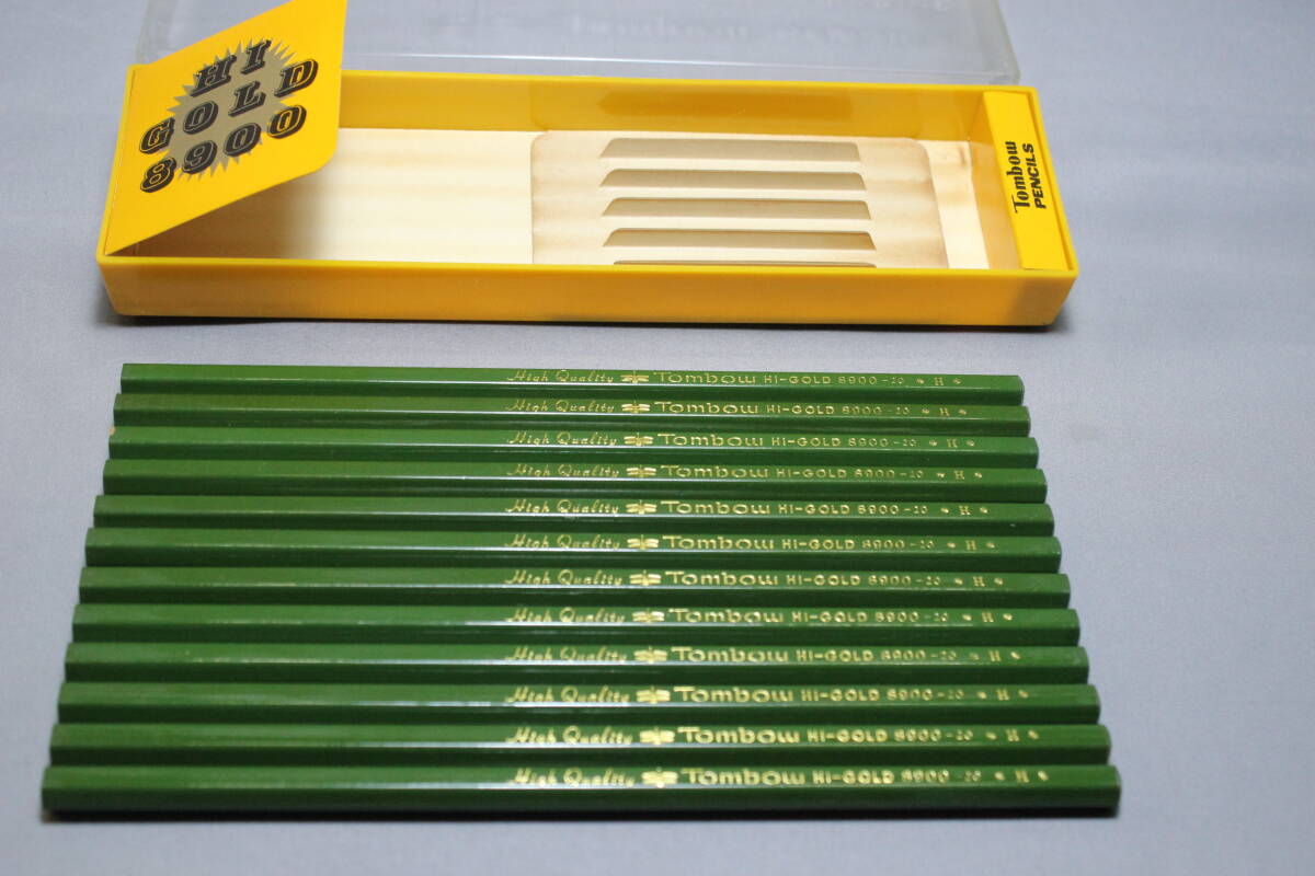 昭和レトロ トンボ鉛筆 ハイゴールド 8900  H １ダース プラケース入り 未使用 廃盤 当時物の画像5