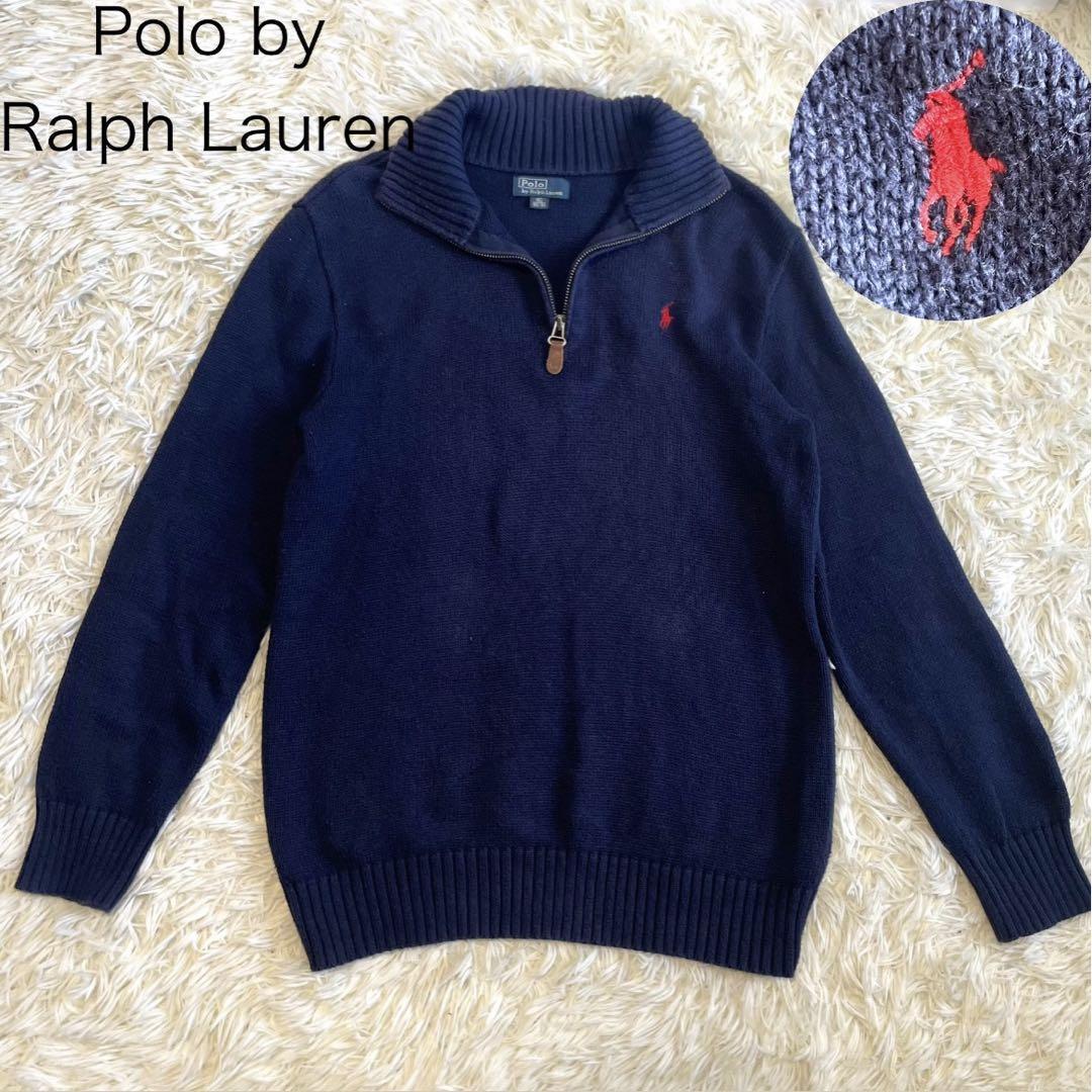 【ポロバイラルフローレン】Polo by Ralph Lauren　ハーフジップ ニット セーター ネイビー ポロ刺繍_画像1