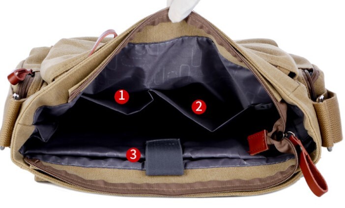 ショルダーバッグ バッグ メンズ キャンバス 帆布 大容量 多機能 アーミーグリーン レトロ 鞄 かばん 通勤 2wayの画像6