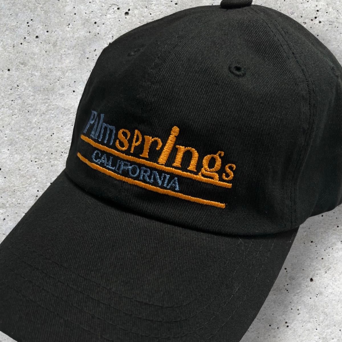 Palm springs 刺繍 ロゴ ベースボールキャップ ブラック 帽子 黒 キャップ ヴィンテージ ストリート