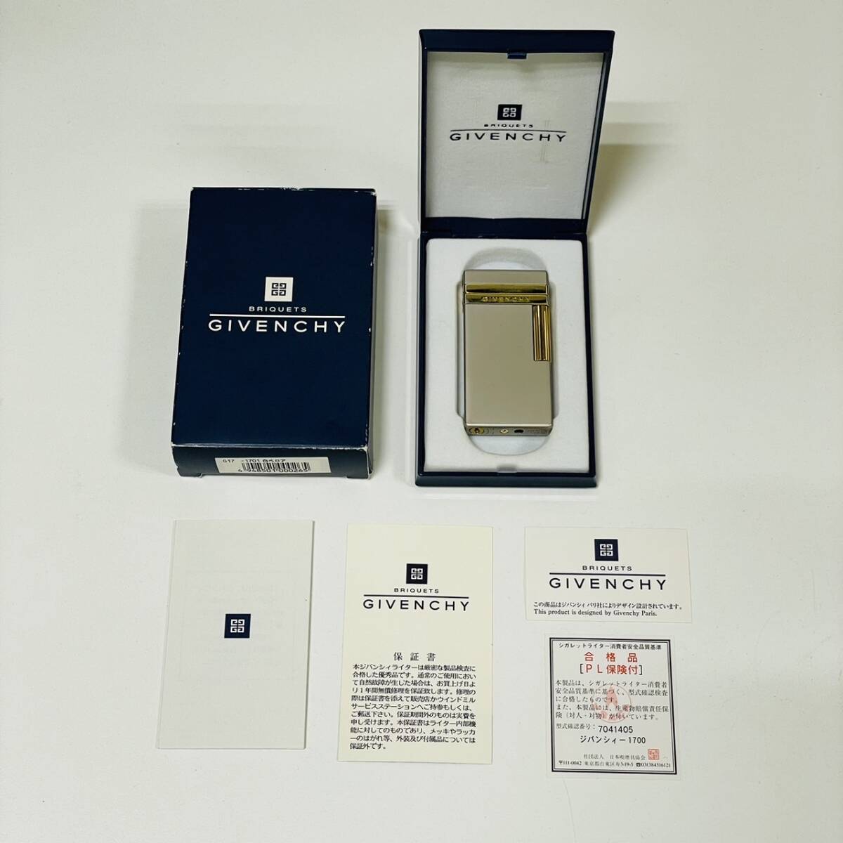 [MIA-11117YN]1 jpy ~ GIVENCHY Givenchy gas lighter 1700 silver × Gold put on fire not yet verification smoking . brand lighter box attaching long-term keeping goods 