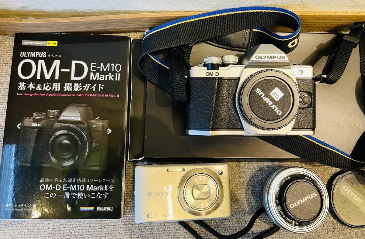 【KJ-3335SK】1円～ OLYMPUS オリンパス OM-D Mark2 E-M10 SONY Cybershot レンズセット 通電・動作未確認 コレクション 中古品の画像2