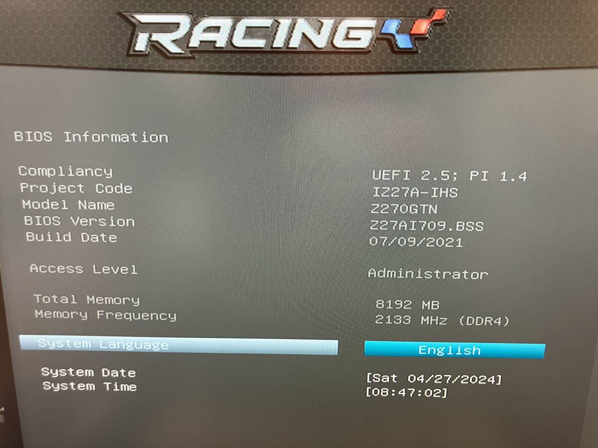 BIOSTAR RACING Z270GTN Mini-ITX マザーボード LGA1151 
