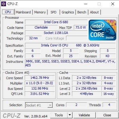 Intel Core i5 680 SLBTM 3.60GHz 2Core-4Thread LGA1156 インテル CPU