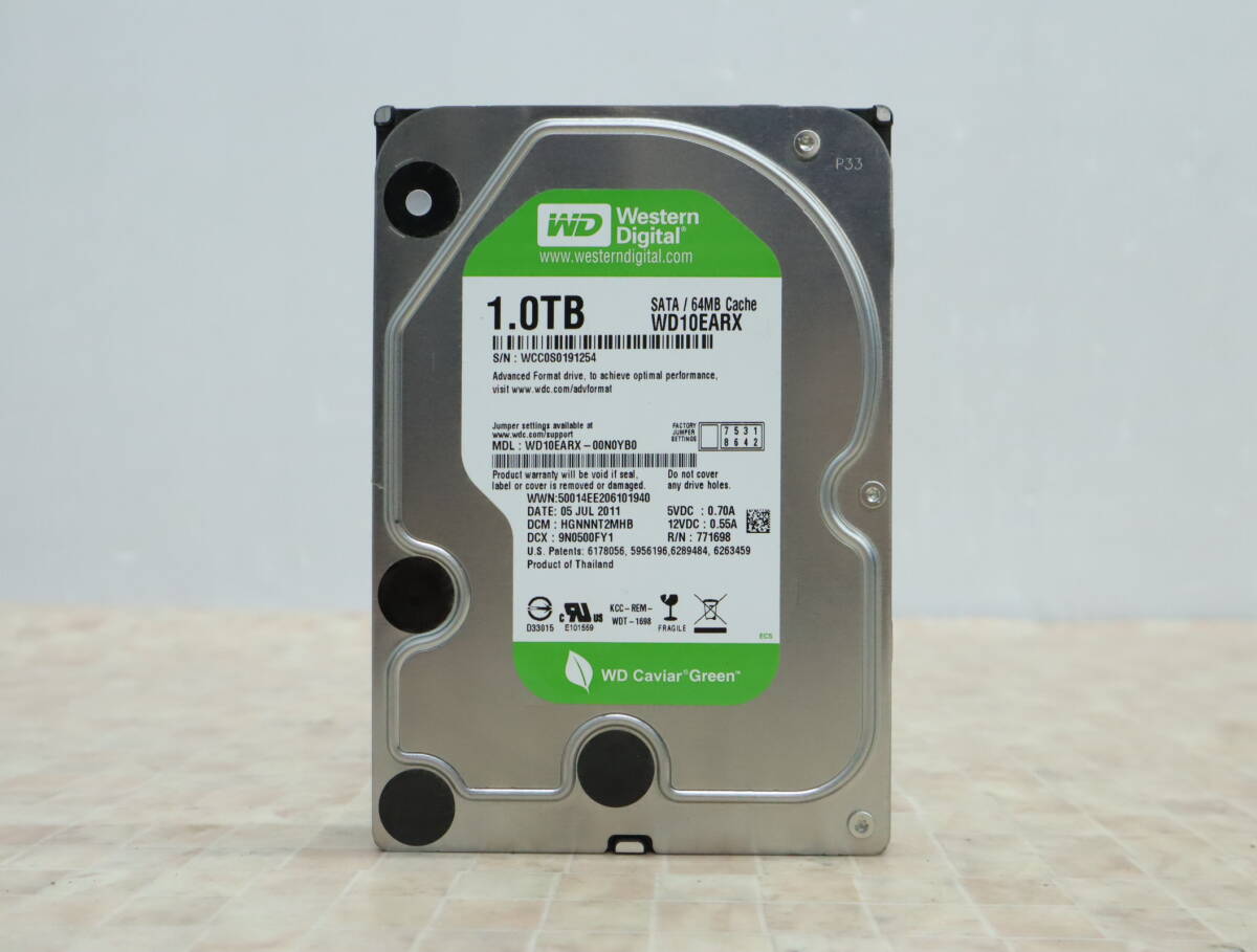 ∨ 1.0TB ｜SATA 内蔵型 ハードディスク｜Western Digital ウェスタンデジタル WD10EARX 内蔵 HDD｜PCパーツ フォーマット済み ■N7467_画像1