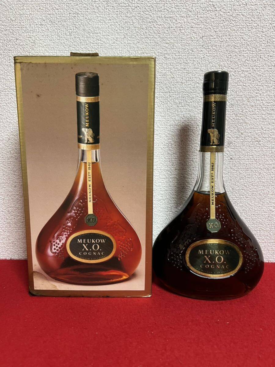 JP1204＊古酒 未開栓 MEUKOW X.O. COGNAC 箱付＊の画像1