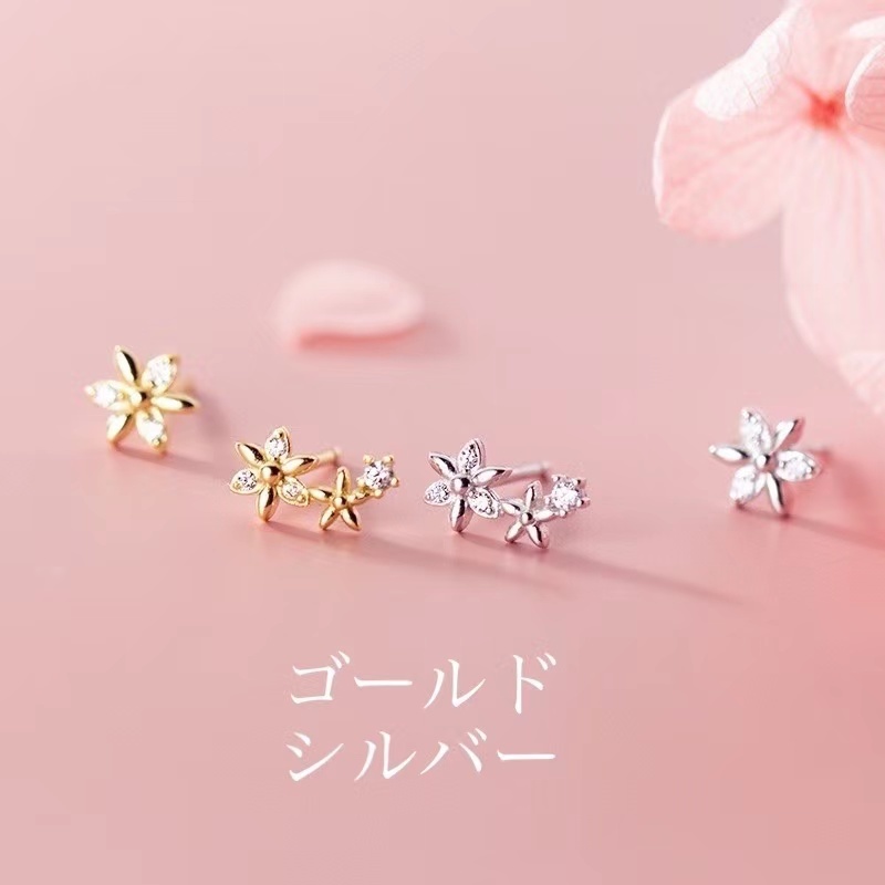 ピアス シルバー Silver925 18Ｋコーティング 金属アレルギー対応 フラワー　お花　左右非対称 アシンメトリー　_画像5