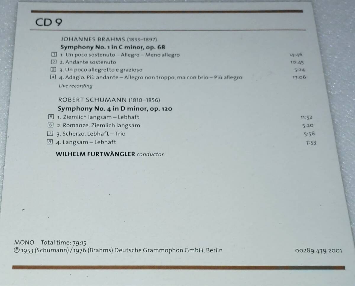 新品CDフルトヴェングラー・ベルリン/ブラームス：交響曲第1番・シューマン：交響曲第4番_画像2