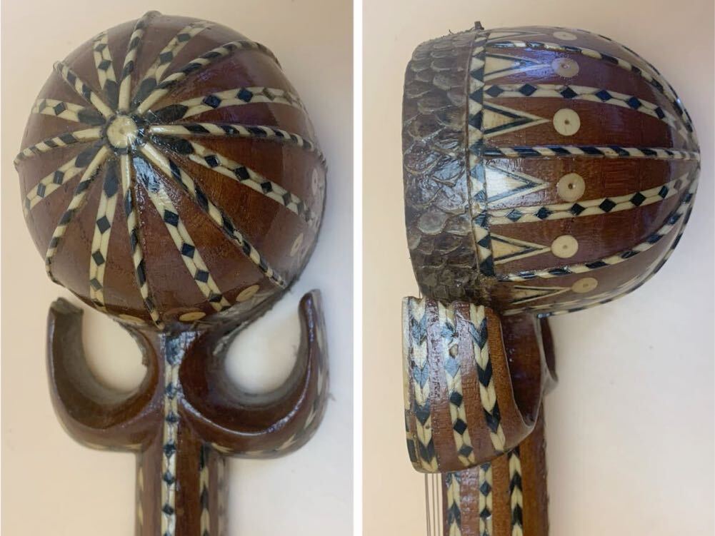 カシュガルラワープ ウィグル伝統楽器 弦楽器 蛇皮製 美品 ８０サイズ発送の画像5