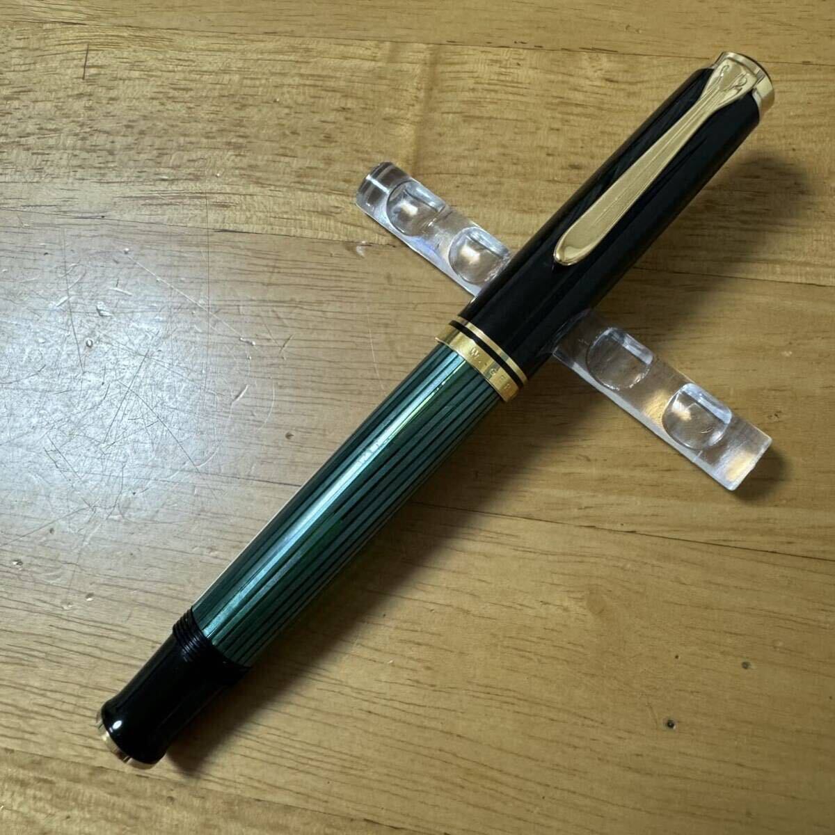 ジャンク 廃盤 Pelikan ペリカン Souveran スーベレーン M800 万年筆 グリーンストライプ 緑縞 初期型 プレート尻軸 吸引式 W.Germanyの画像8