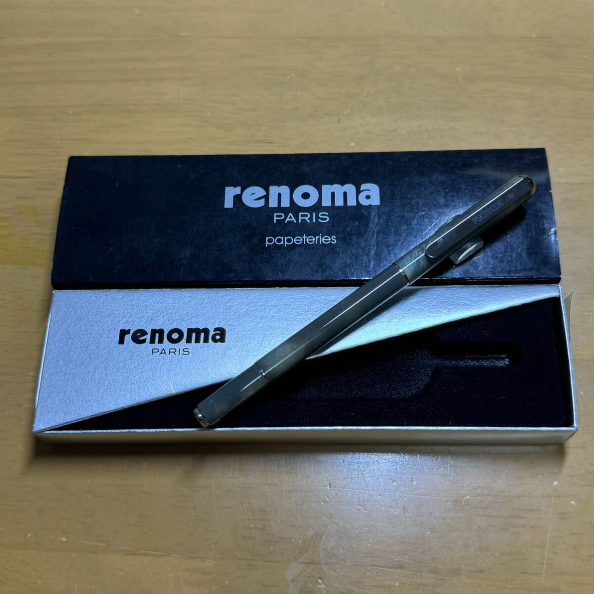 新品 廃盤 Pentel ぺんてる renoma レノマ 水性 ボールペン RER50N-A グレーマーブル軸 昭和レトロ_画像1