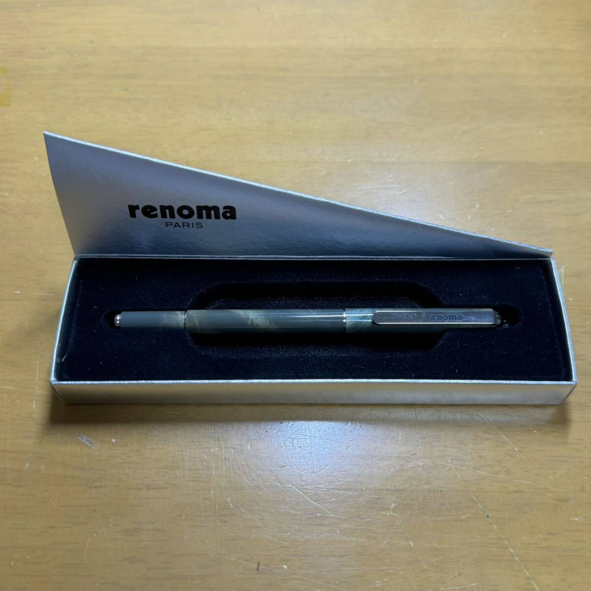 新品 廃盤 Pentel ぺんてる renoma レノマ 水性 ボールペン RER50N-A グレーマーブル軸 昭和レトロ_画像8