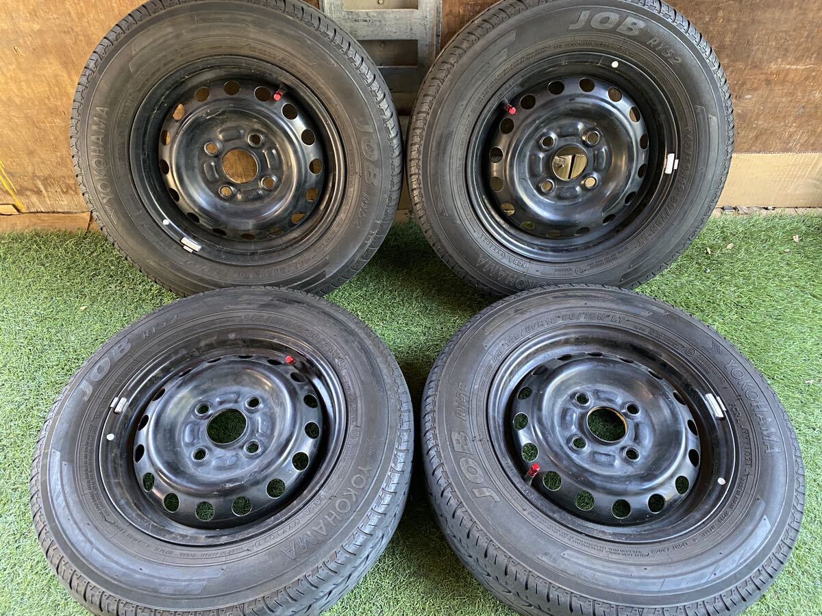 145/80R12 80/78N LT YOKOHAMA 2021年製 4本12x4J ハブ系やく 54mm 軽トラ 軽バン等 の画像1