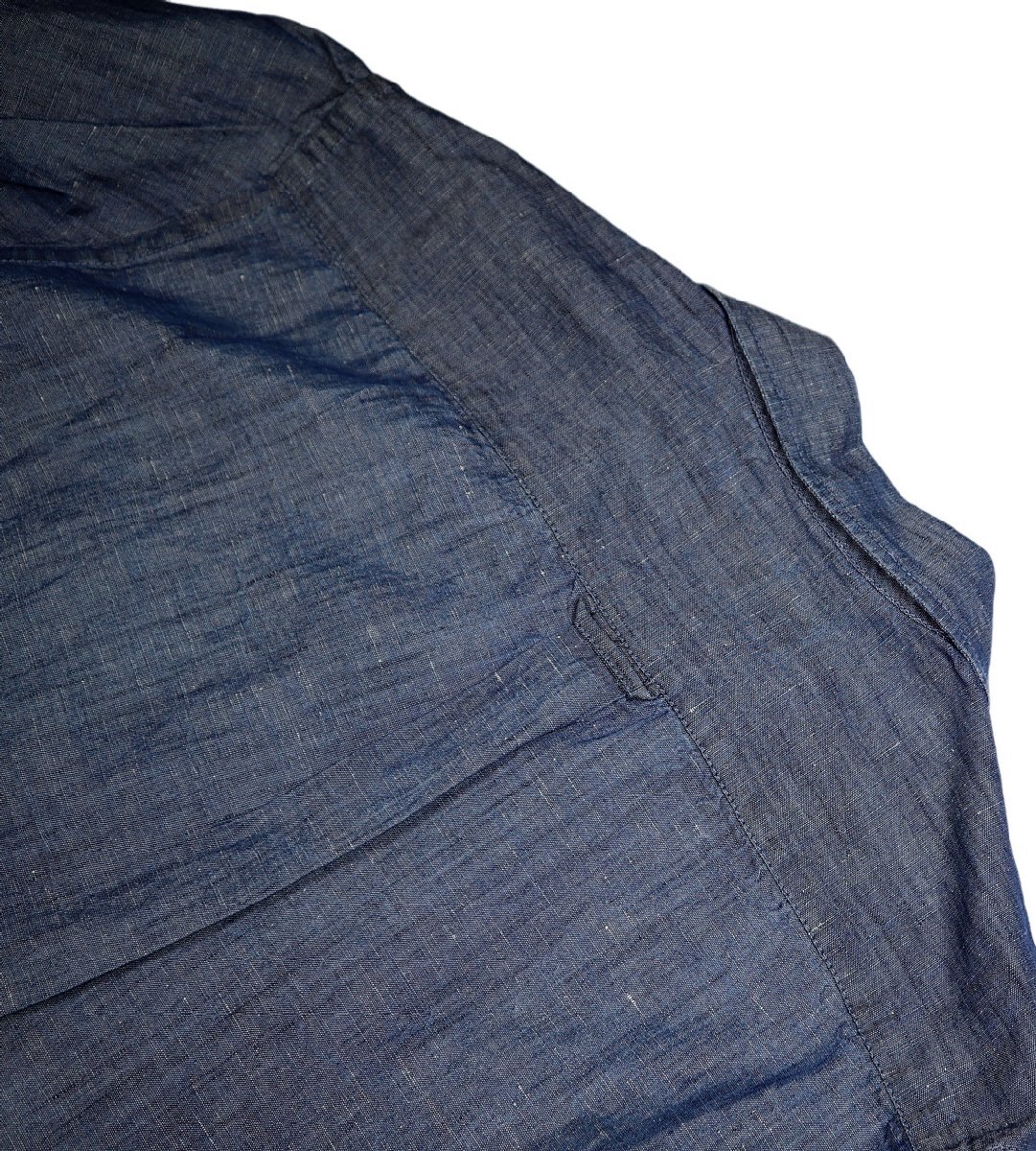 涼しく軽快なサマーシャツジャケ！【 LARDINI / ラルディーニ (伊 】清涼インディゴネイビー シャンブレー サファリシャツJK MLの画像4