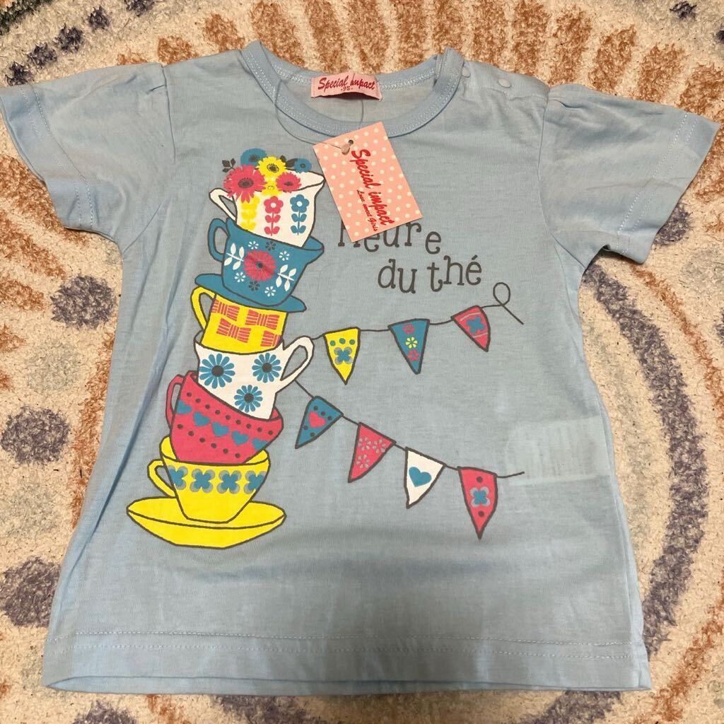 新品　まとめ売り　95 100 女の子　半袖Tシャツ ワンピース　水色系