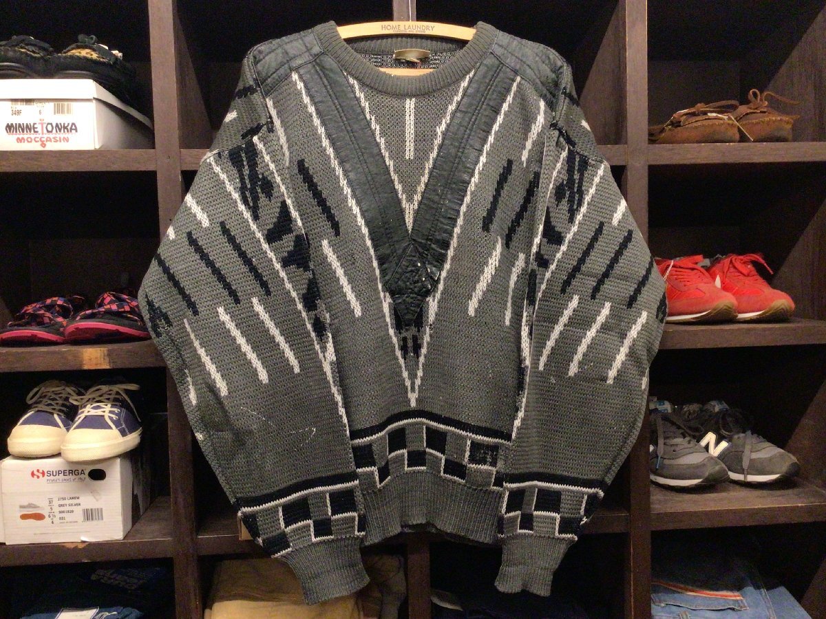 70’S MADE IN FRANCE CHEMISE LACOSTE KNIT SWEATER SIZE M フランス製 シュミーズ ラコステ ニット セーター レザー_画像1
