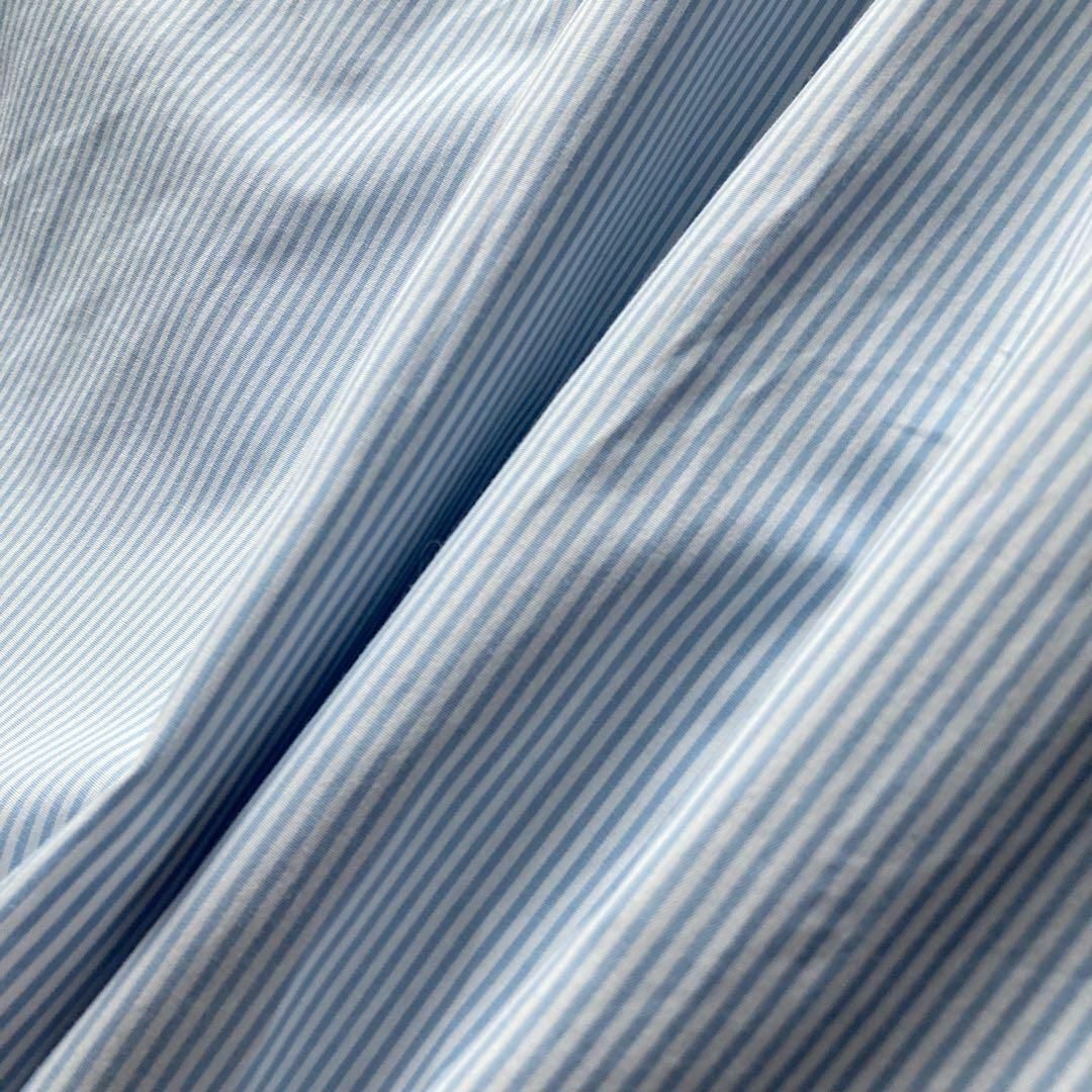 ラルフローレン　ストライプシャツ　オーバーサイズ　長袖　綿100%　ロゴ刺繍　レディース　白青　9号サイズ　RALPH LAUREN