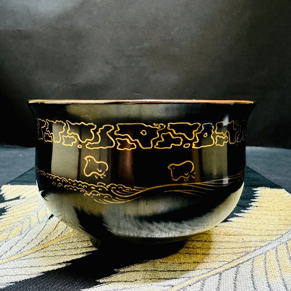 漆器 輪島塗 沈金 金蒔絵 木製 盃洗 鉢 大椀 1客 骨董品 菓子器 漆器 輪島塗 沈金 金蒔絵 木製 盃洗 鉢 大椀 1客 骨董品 菓子器