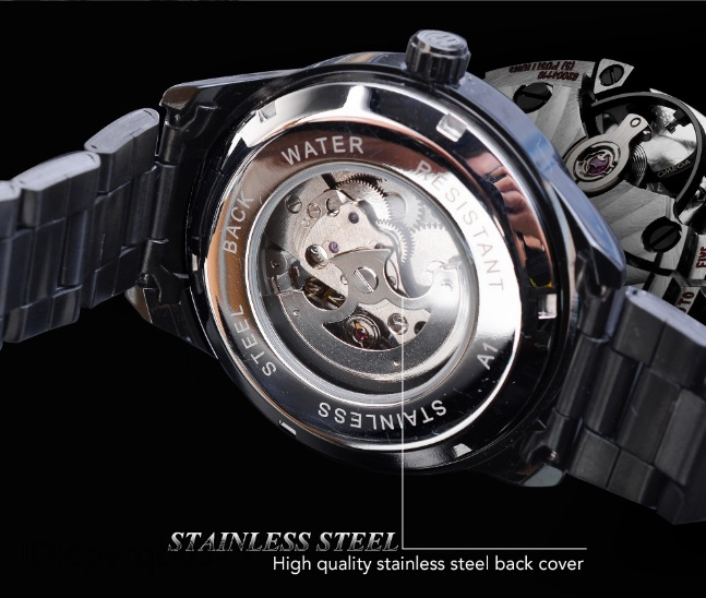 男性腕時計 新品 アナログ 機械式自動巻 メンズ ウォッチ スケルトンデザイン 夜光表示 シンプル 紳士用 通勤 黒/シルバー_画像4