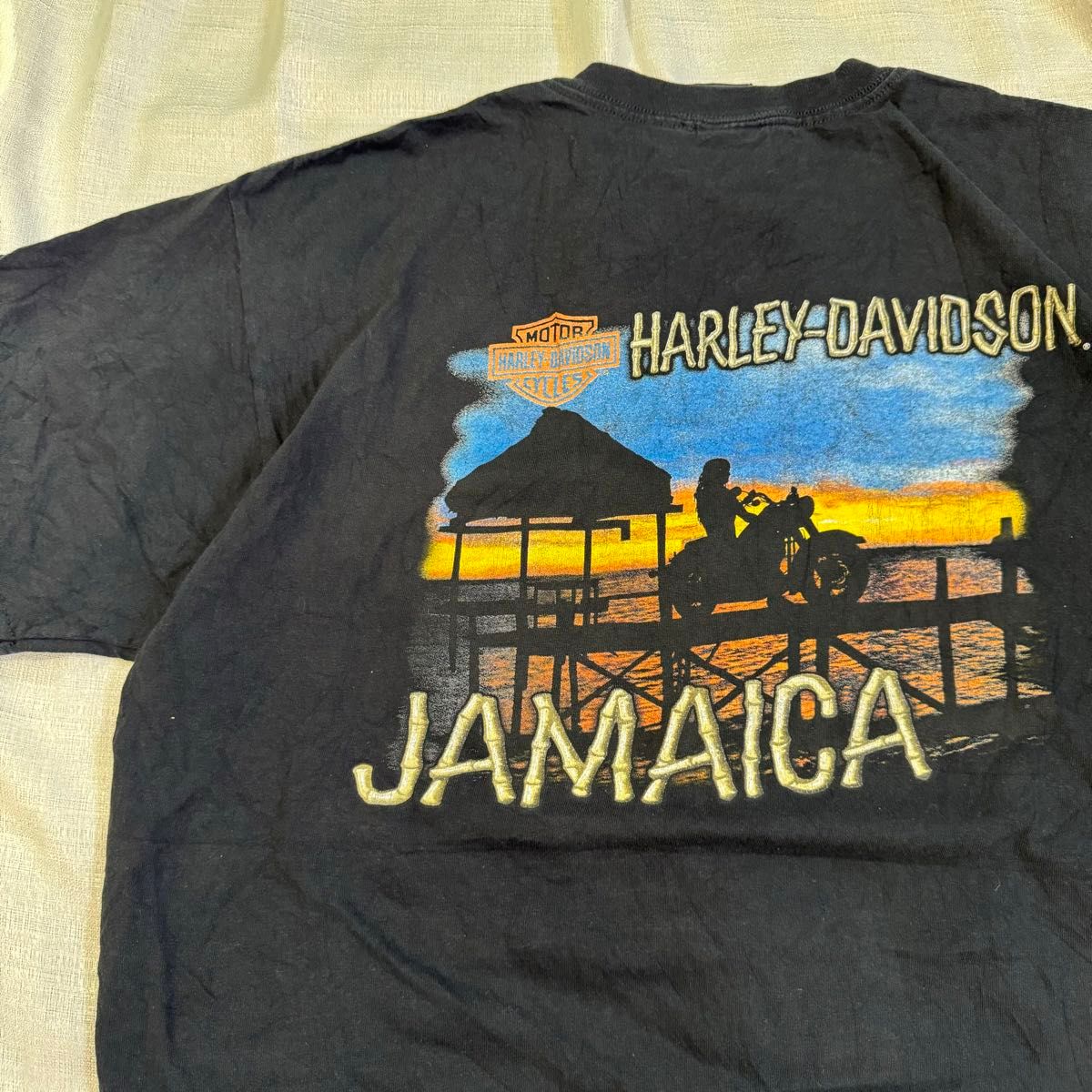 【希少】HARLEY-DAVIDSON Tシャツ ヴィンテージ ポケット 黒 ジャマイカ