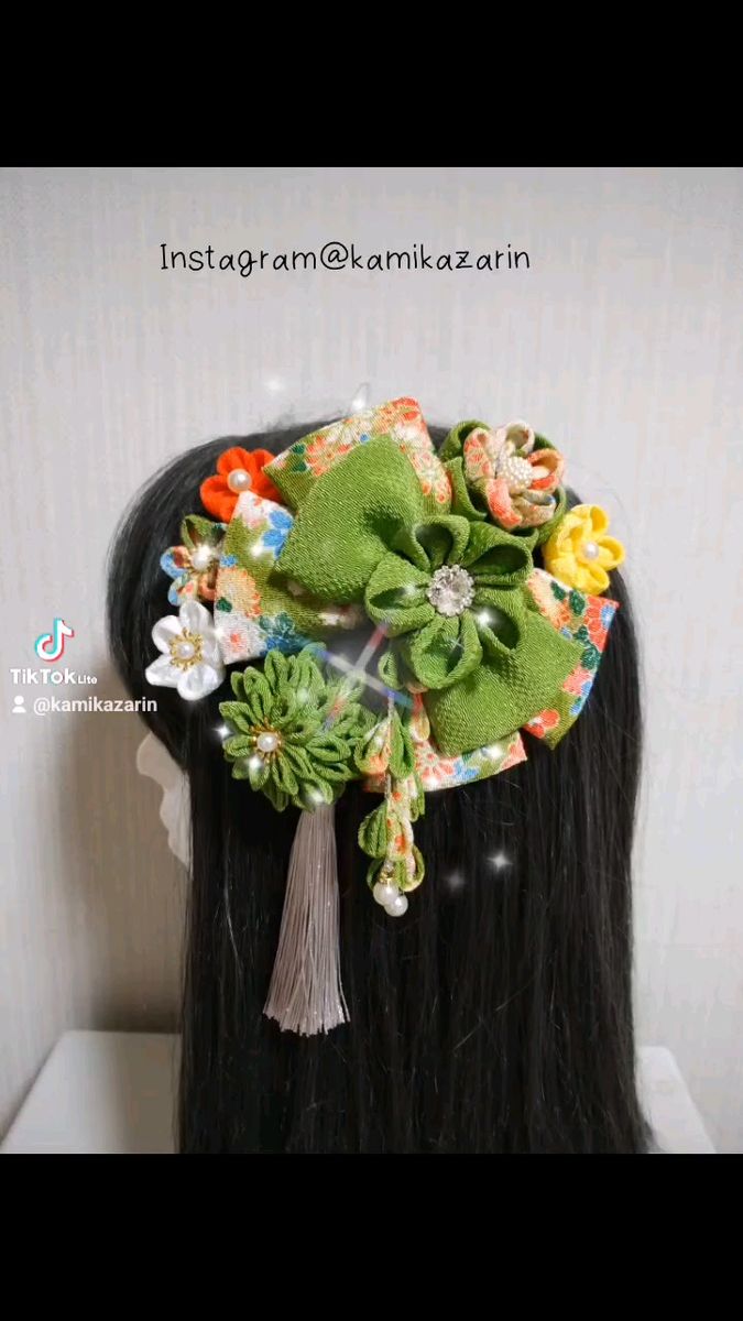 購入可能商品 髪飾り黄緑 リボン黄緑 成人式髪飾り 卒業式髪飾り 七五三髪飾り つまみ細工髪飾り