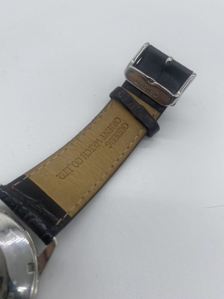 S5 1円〜 ORIENT automatic 稼働 AT 腕時計 青文字盤 美品 デイト オリエント メンズ腕時計 AC05-C0-A の画像4