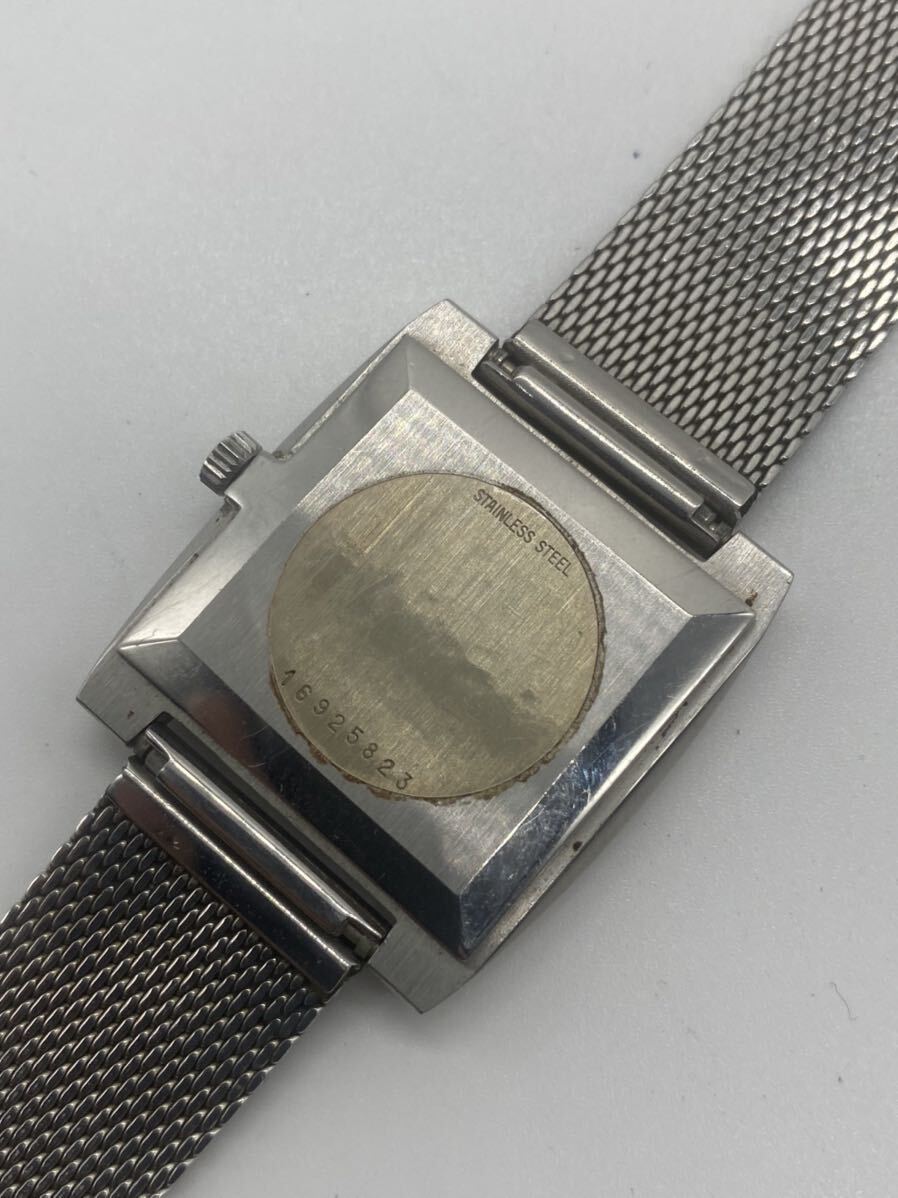 M1001 1円〜 LONGINES/CONQUEST 1970年代製 純正ベルト 手巻き ジャンク メンズ腕時計 ビンテージ アンティーク 角型 スクエア 青文字盤の画像5