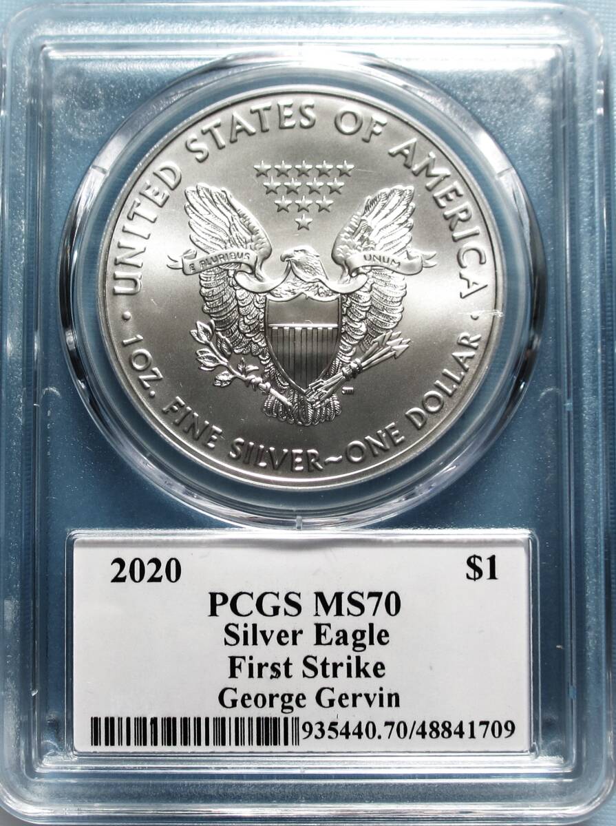 ★★ 最高鑑定 シルバーイーグル 2020 NBAレジェンド George Gervin 直筆サイン １$ .999銀貨 PCGS MS70 First Strike ★★_画像2