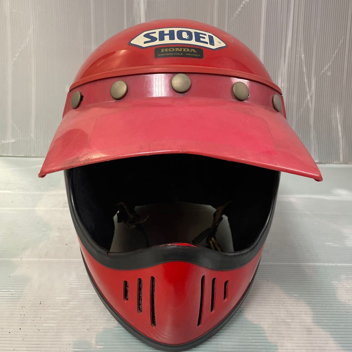 ⑩-5 SHOEI ジェットヘルメット ショウエイ オフロード 当時物 Lサイズ フルフェイス オートバイの画像2