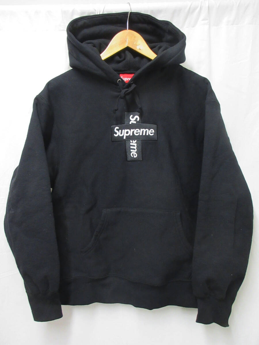 1000円スタート シュプリーム Supreme Cross Box Logo Hooded Sweatshirt パーカー 黒Sの画像1