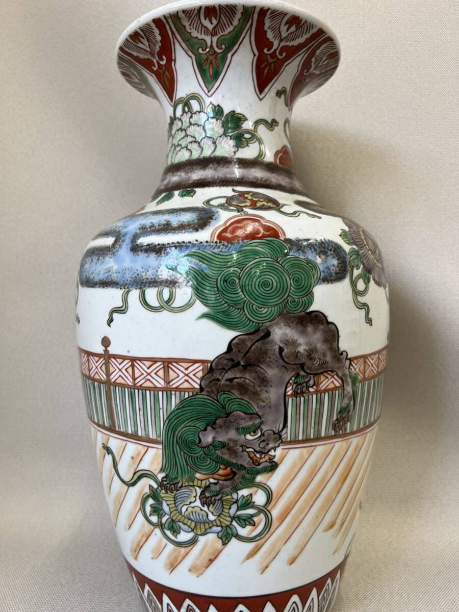 【中国美術】色絵獅子花文瓶 高さ45cm 花瓶 花器 唐物 古玩 骨董_画像6