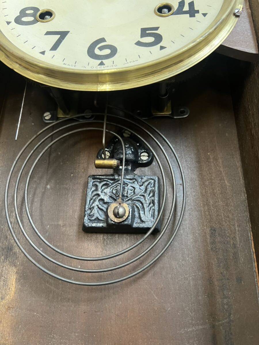 meiji時計アンティーク 昭和レトロ 振り子時計 ゼンマイ式 古時計　ボンボンなります　掛け時計_画像10