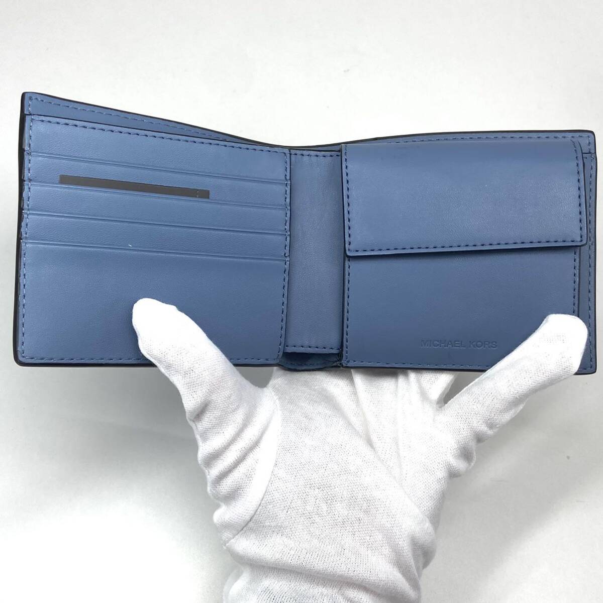 【新品未使用】MICHAEL KORS マイケルコース 二つ折り財布 レザー ブルー a274の画像4
