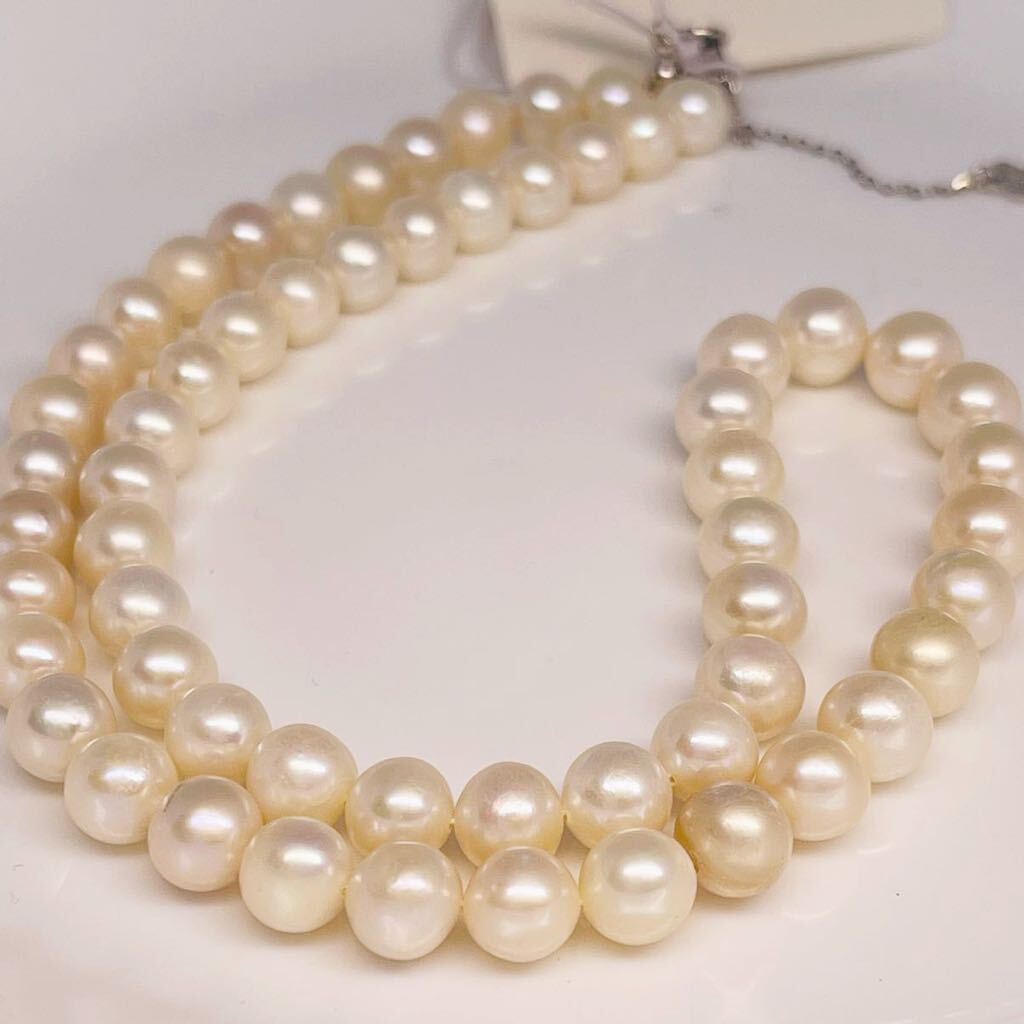 日本産 本真珠 パールネックレス 45cm 真珠ネックレスnecklace jewelry pearl ジュエリー 艶やか 養殖真珠 留め具部分SILVER刻印あり の画像2