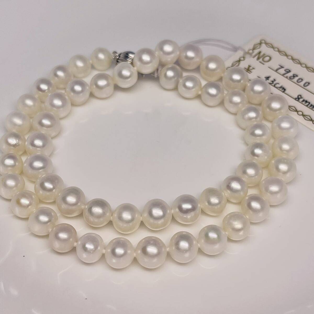 日本産 本真珠 花珠オーロラパールネックレス 43cm 真珠ネックレスnecklace jewelry pearl ジュエリー _画像4