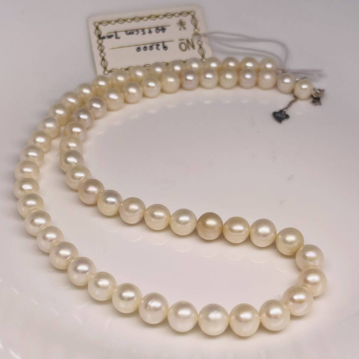 日本産 本真珠 パールネックレス 45cm 真珠ネックレスnecklace jewelry pearl ジュエリー 艶やか 養殖真珠 留め具部分SILVER刻印あり の画像4