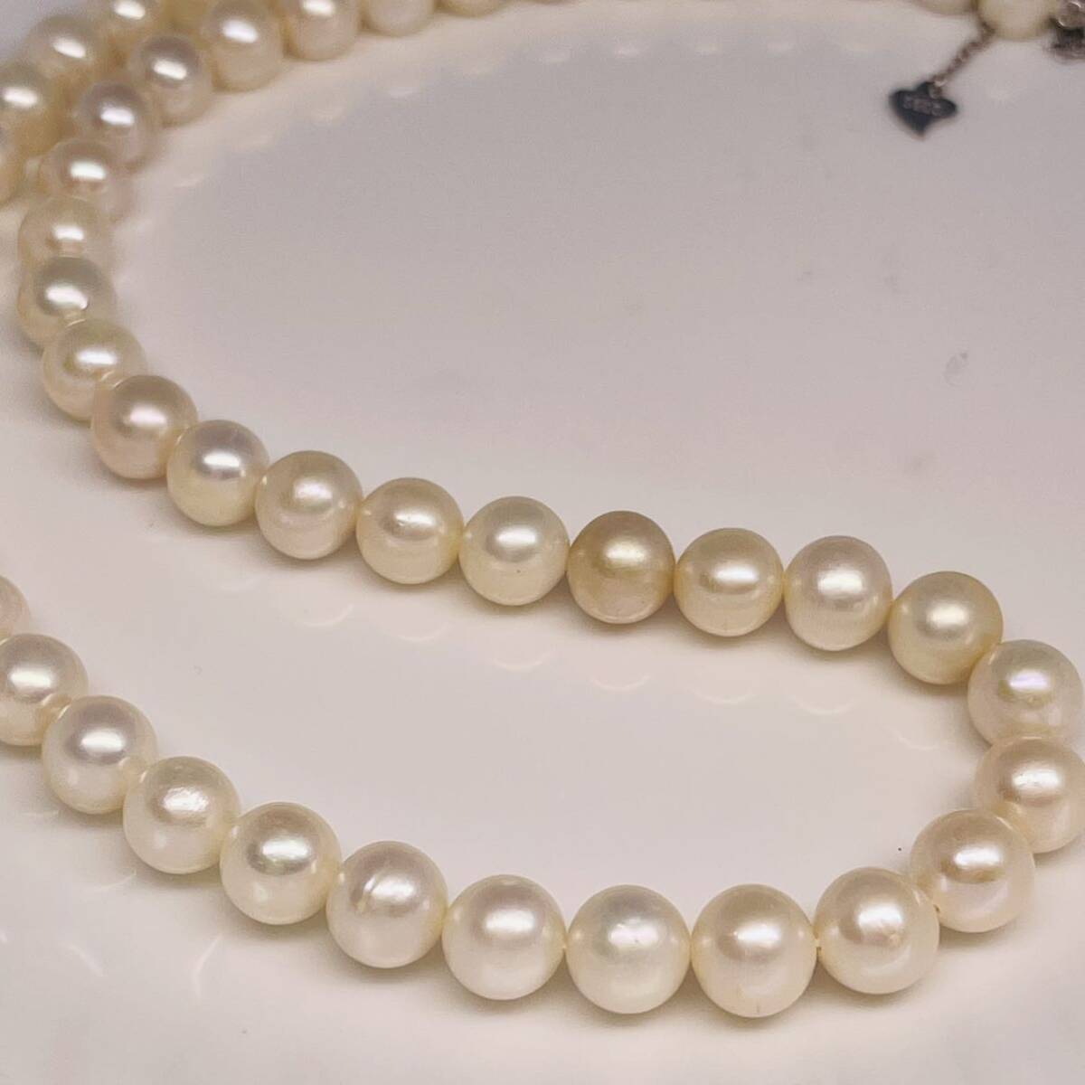 日本産 本真珠 パールネックレス 45cm 真珠ネックレスnecklace jewelry pearl ジュエリー 艶やか 養殖真珠 留め具部分SILVER刻印あり の画像5