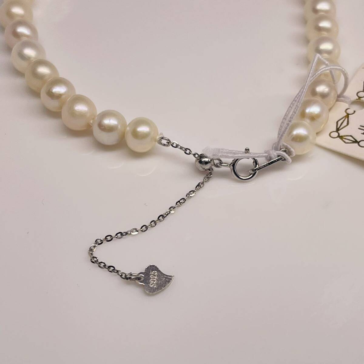 日本産 本真珠 パールネックレス 45cm 真珠ネックレスnecklace jewelry pearl ジュエリー 艶やか 養殖真珠 留め具部分SILVER刻印あり の画像3