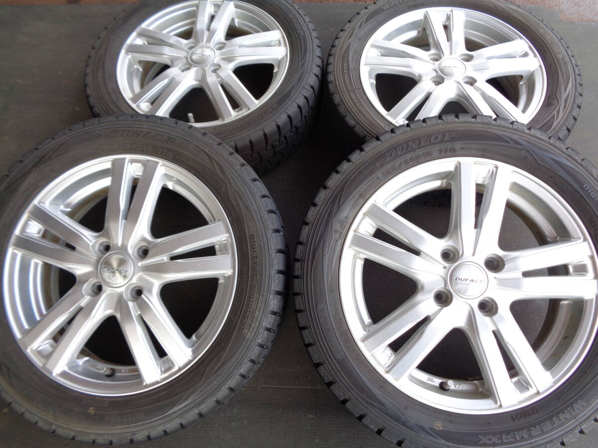 Ａ76　ダンロップWINTER MAXX　165/60R15+アルミ付　15×4.5J　100-4H　45　軽自動車　中古4本セット！