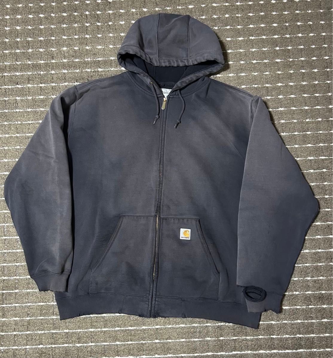 神フェード carhartt ジップパーカー ボロboro Black XL