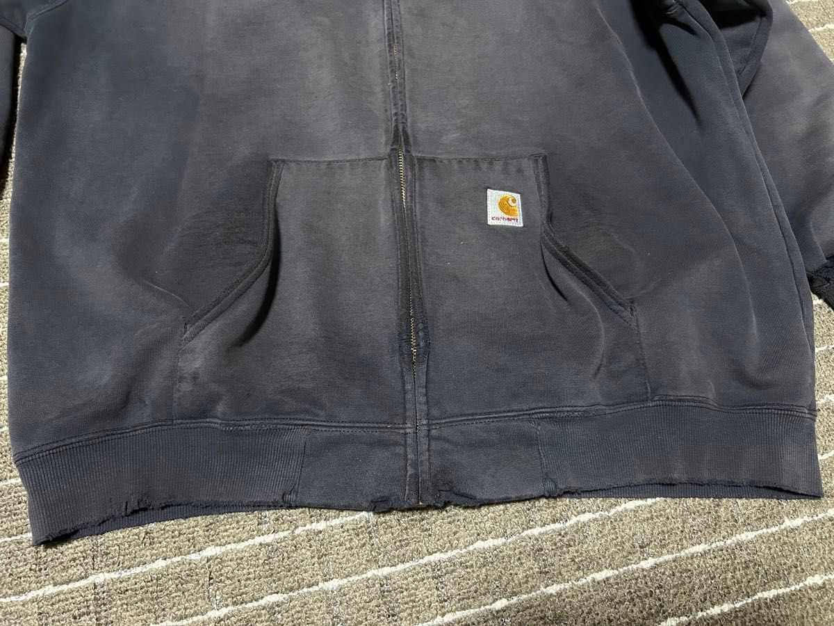 神フェード carhartt ジップパーカー ボロboro Black XL