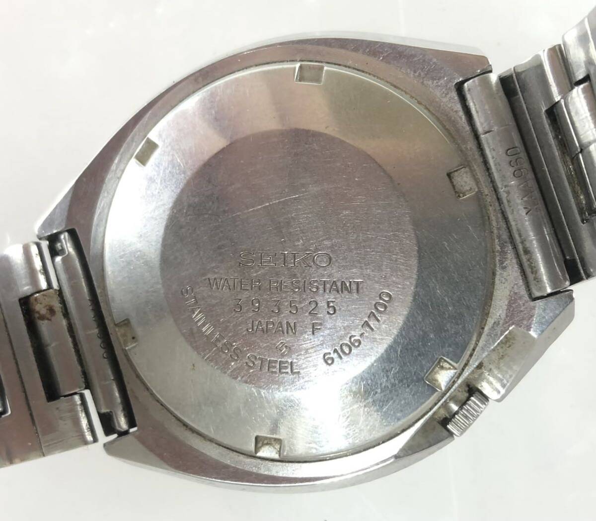 【HM1176】稼動品 SEIKO セイコー 5ACTUS ファイブアクタス カットガラス 6106-7700 自動巻き AT SS メンズ 腕時計 φ51.9_画像2
