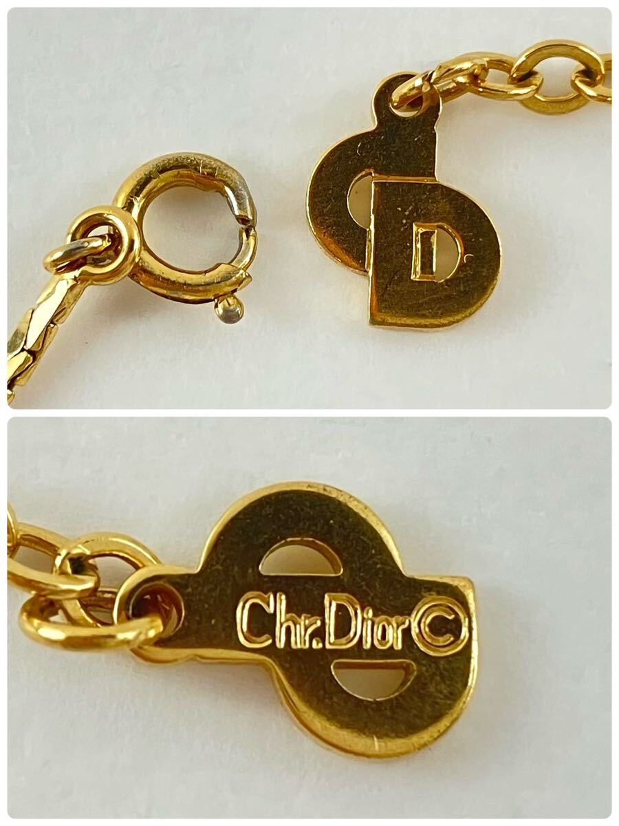 【SM1035】 ChristianDior クリスチャンディオール ネックレス ラインストーン ハート ゴールドカラー アクセサリー レディース 約5.3g の画像5