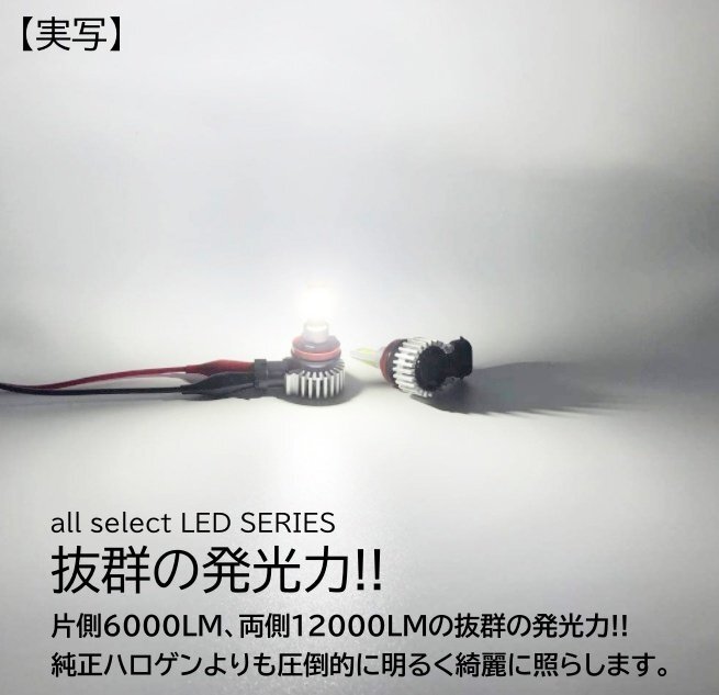 HB3 高輝度 LEDヘッドライト フォグランプ 12000Lm 6000K 2本 車検対応 ポン付け 60w ホワイト_画像9