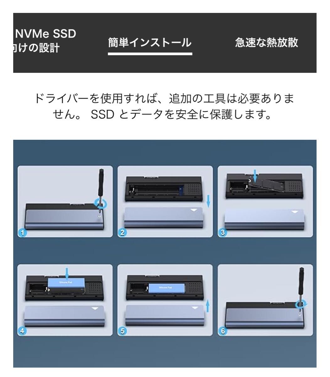 新品　BENFEI M.2 NVMe SATA SSD ケース　ケーブル内蔵 2in1 USB Type-A/Type-C接続対応