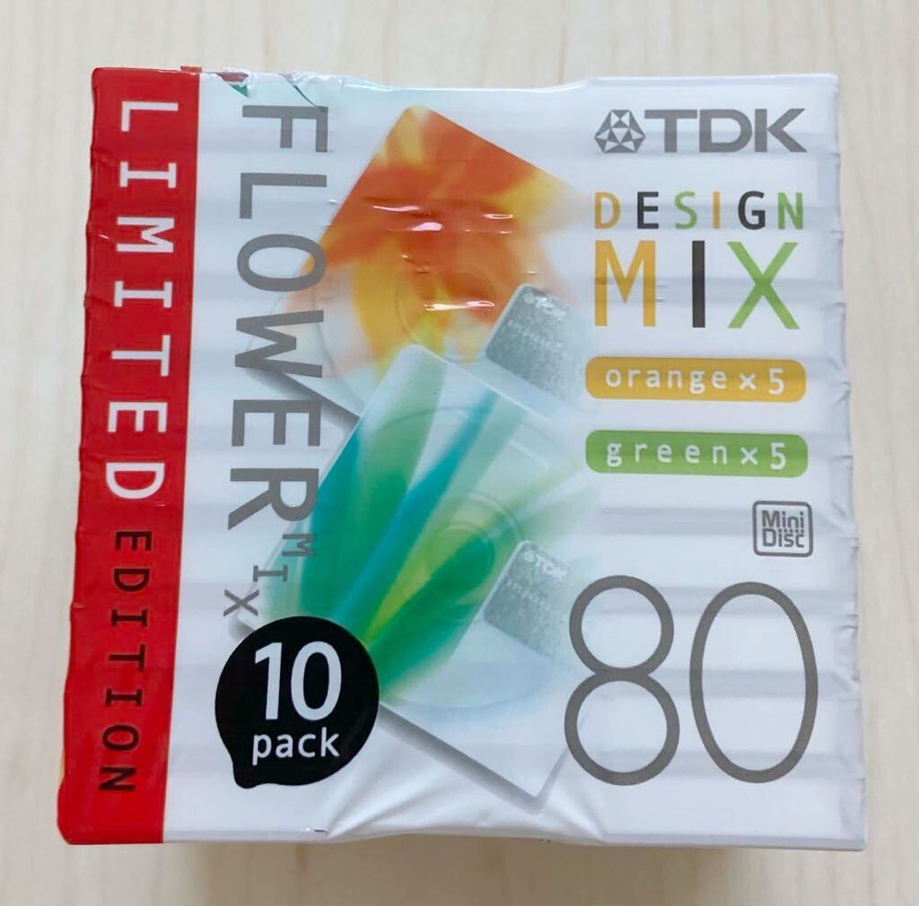 新品未開封 TDK MDディスク DESIGN MIX FLOWER MIX 80分 MD-FL80CMX10BC orange × 5 green × 5 の画像9